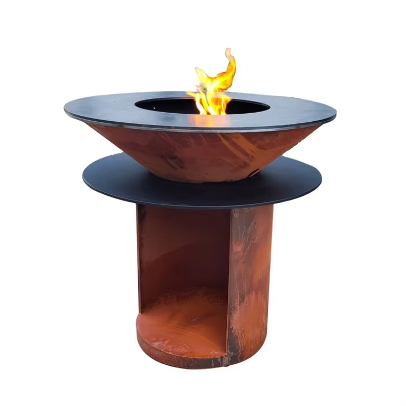 Camping Cooking Fire Pit - Large Corten Steel Fire Pit Outdoor