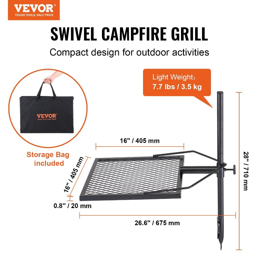 Swivel Campfire Grill for Fire - огляд і ціна Camping Cooking Fire Pit