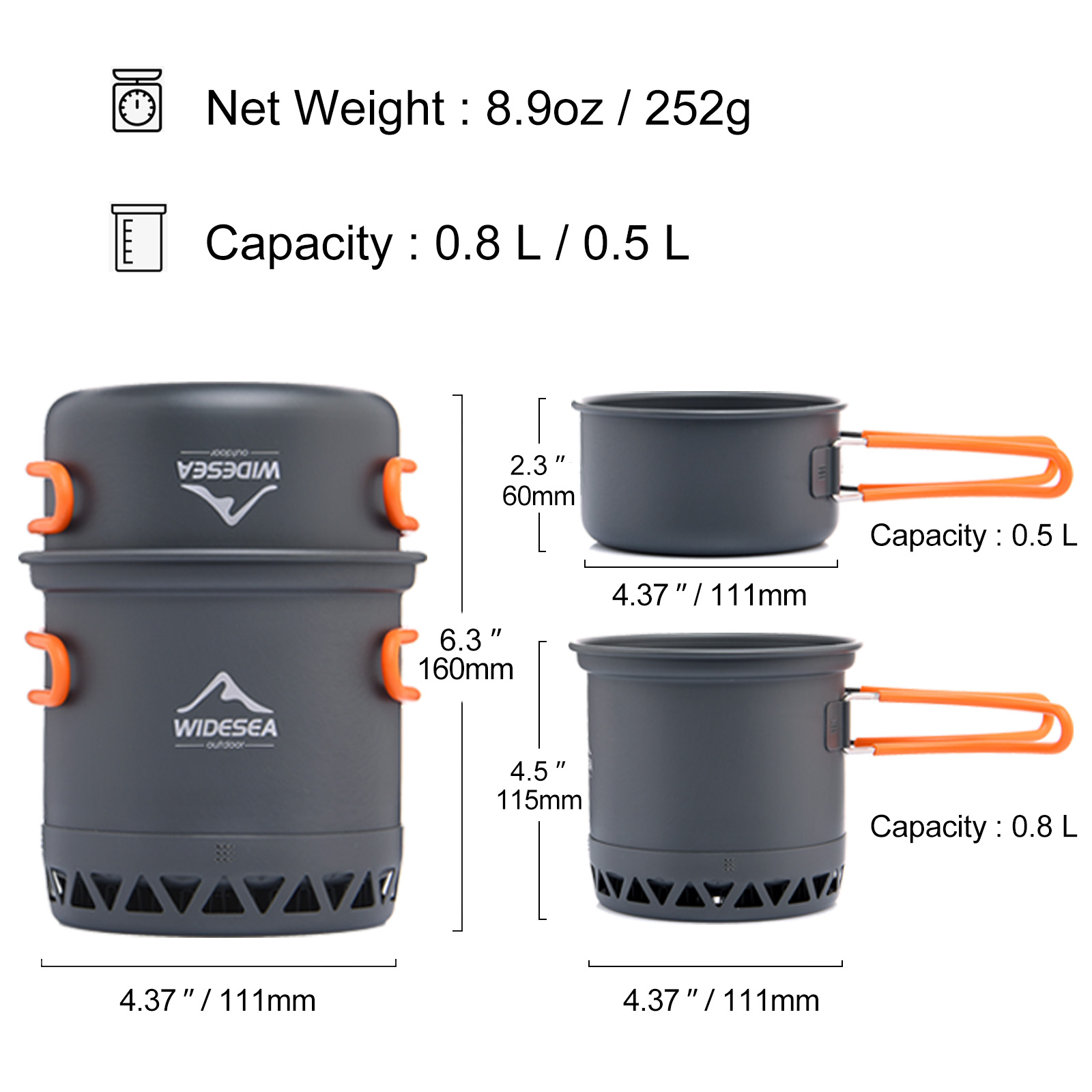 Widesea Camping 1.3L 2.3L Cook - огляд і ціна Camping Cooking And Dining Set