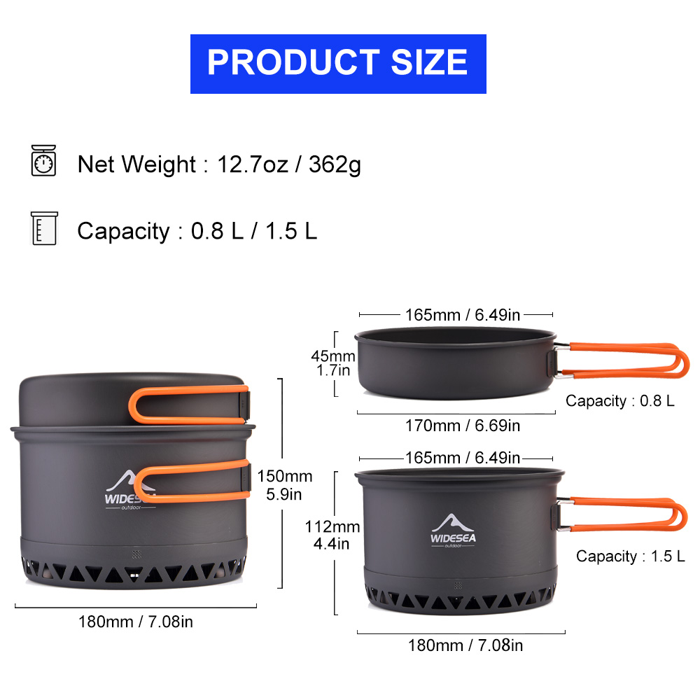 Widesea Camping 1.3L 2.3L Cook - огляд і ціна Camping Cooking And Dining Set