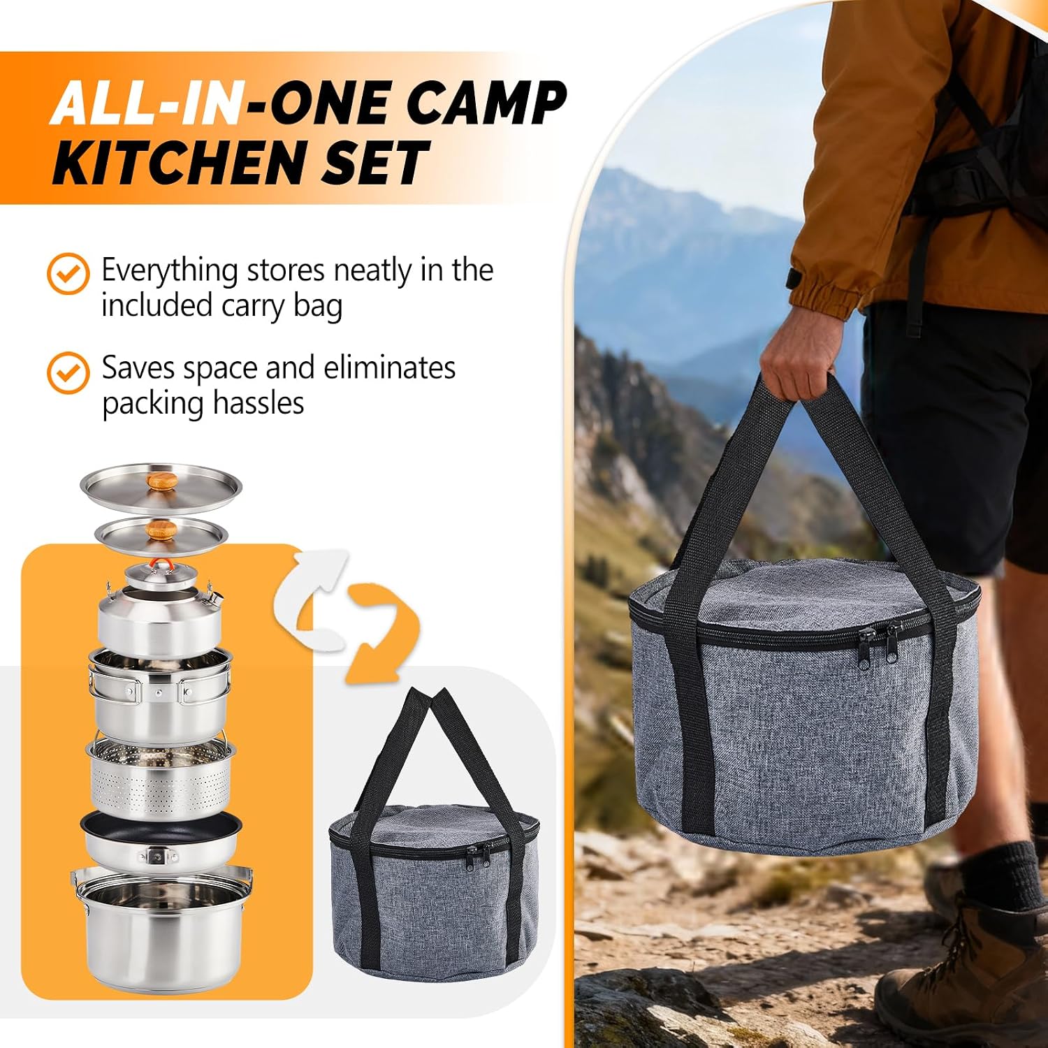 6pcs Cookware Set, 304 Stainle - огляд і ціна Camping Lightweight Cooking Pot